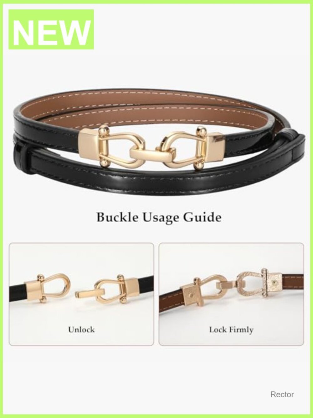 Classic Leather Belt With Gold Buckle For Jeans And Pants - Picture 5 of 7